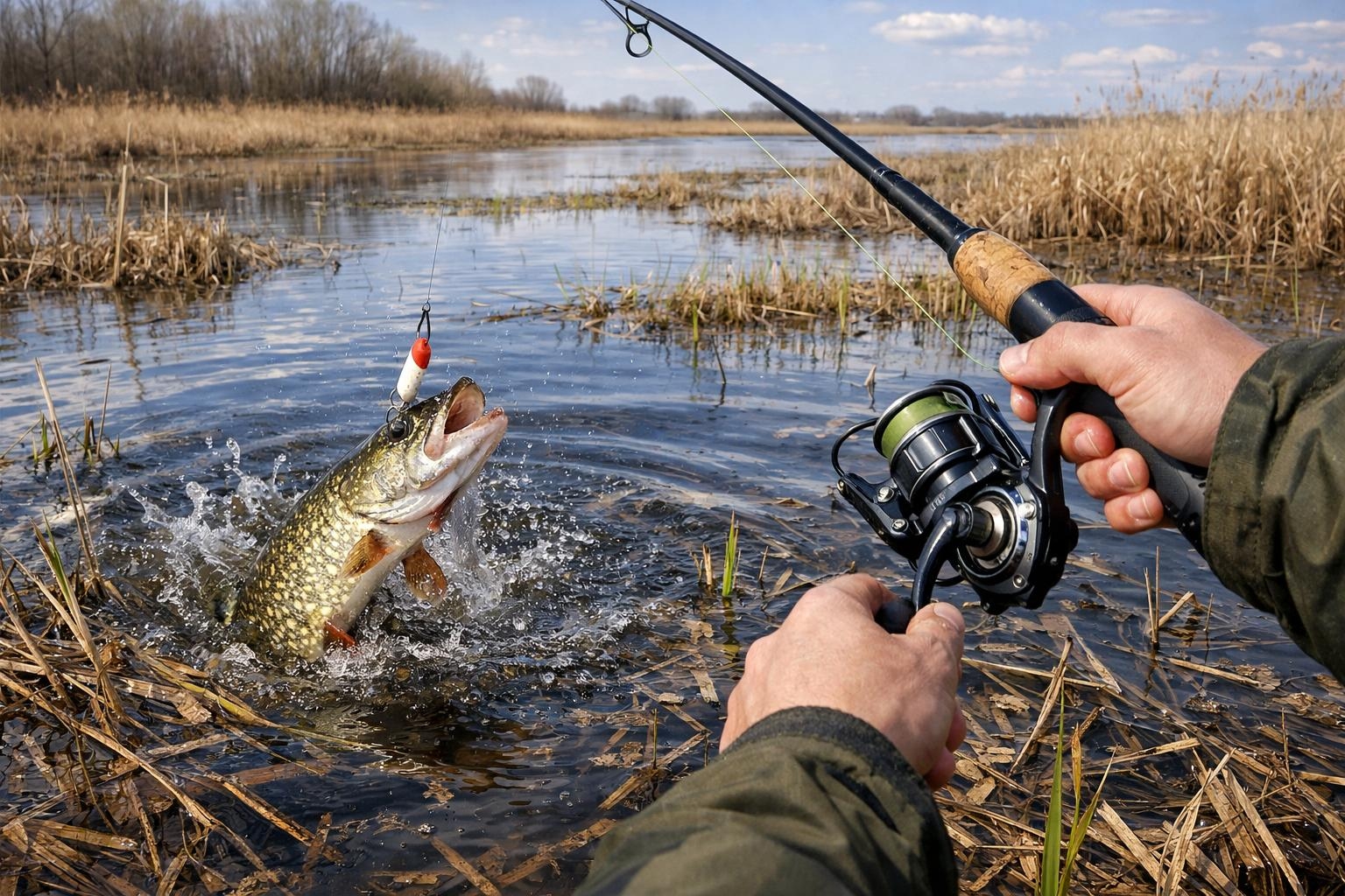 Апрель: мелководье и окна в траве
